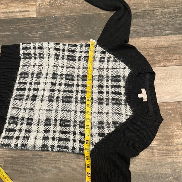 Banana Republic Womens Sz S White/Black Plaid Front Crew Sweater Alpaca Wool - Picture 7 of 8